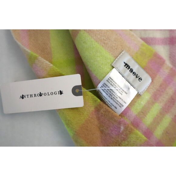 Maeve x Anthropologie Women's Pink Combo Plaid Cozy Fringe Cashmere/Wool Scarf - Picture 6 of 9